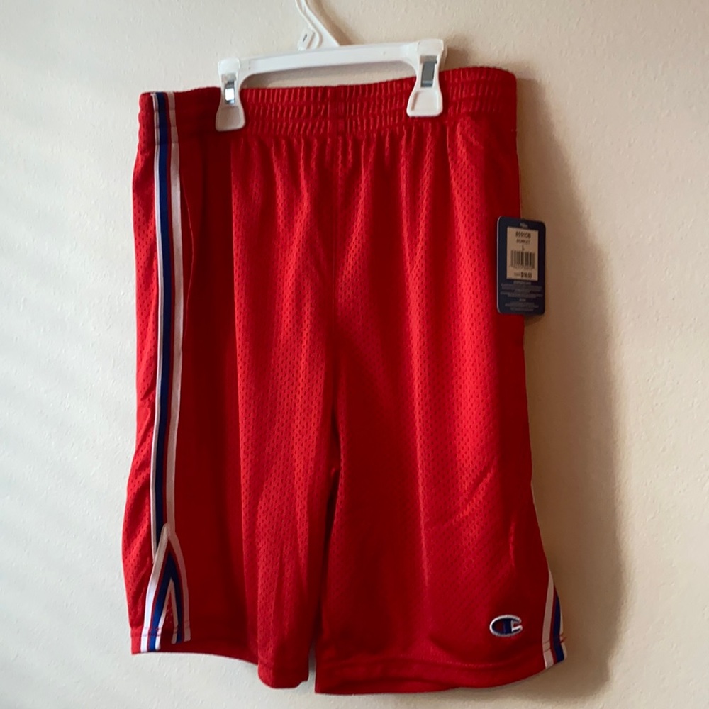 Boys champion mesh shorts color is scarlet